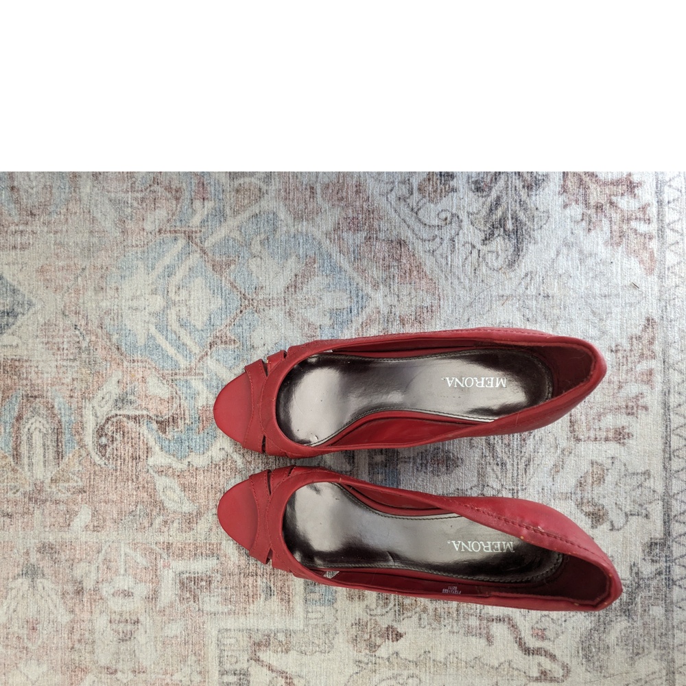 Merona red peep-toe cork wedges